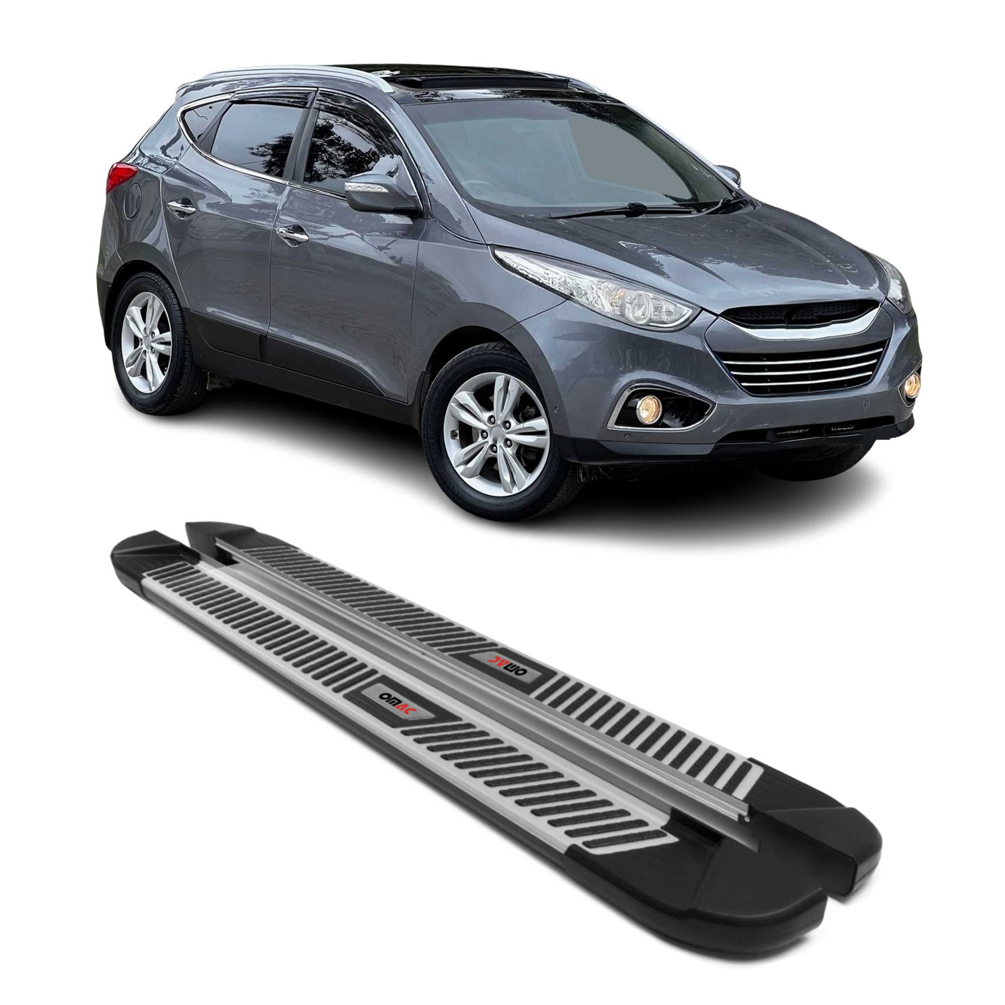 2010-2015 Hyundai Tucson Running Boards Side Steps Silver & Black
