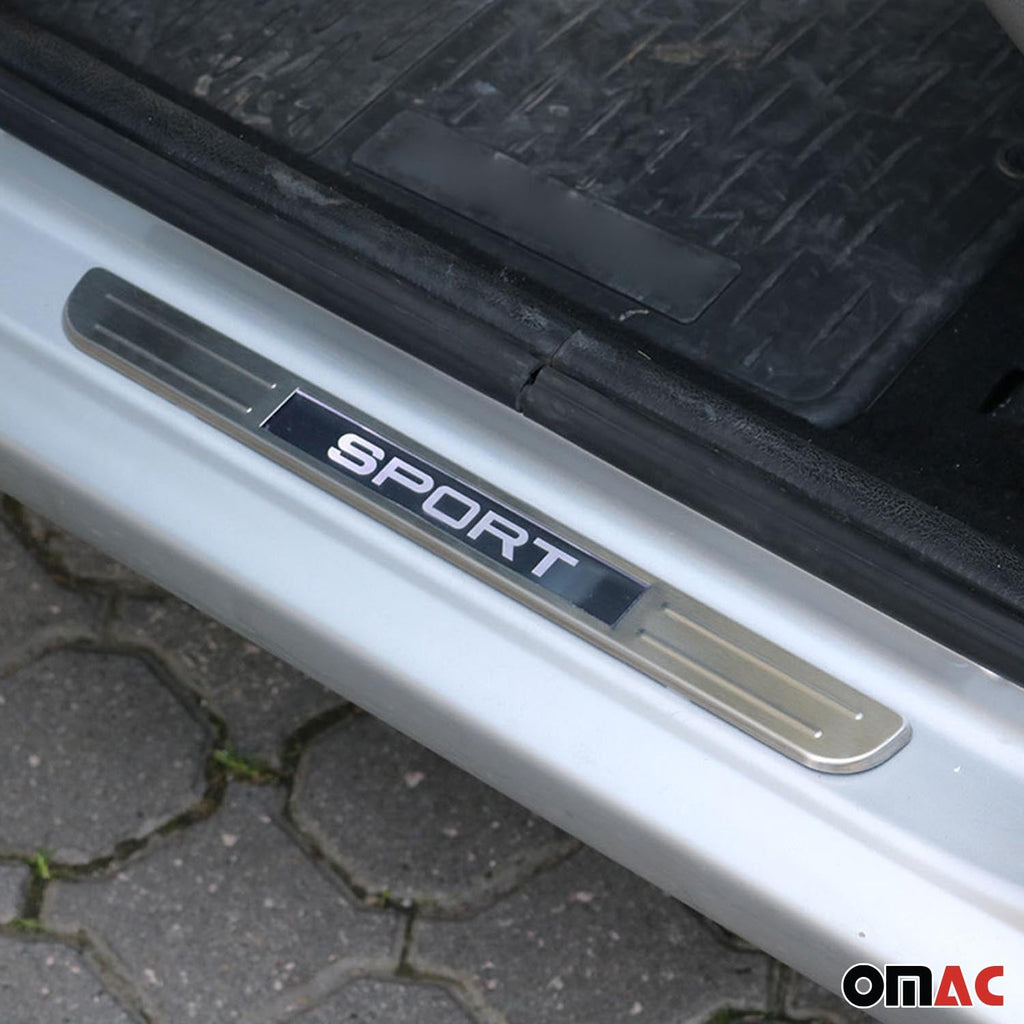 Dodge Ram Door Sill Scuff Plate Illuminated Sport Stainless Steel Silver 2 Pcs
