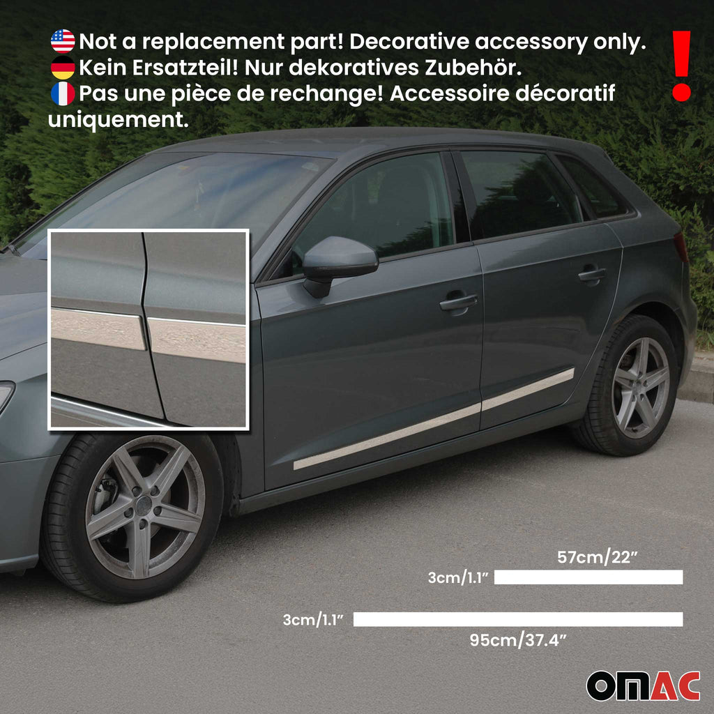 Chrome Side Door Streamer Guard Stainless Steel Silver 4 Pc Stainless