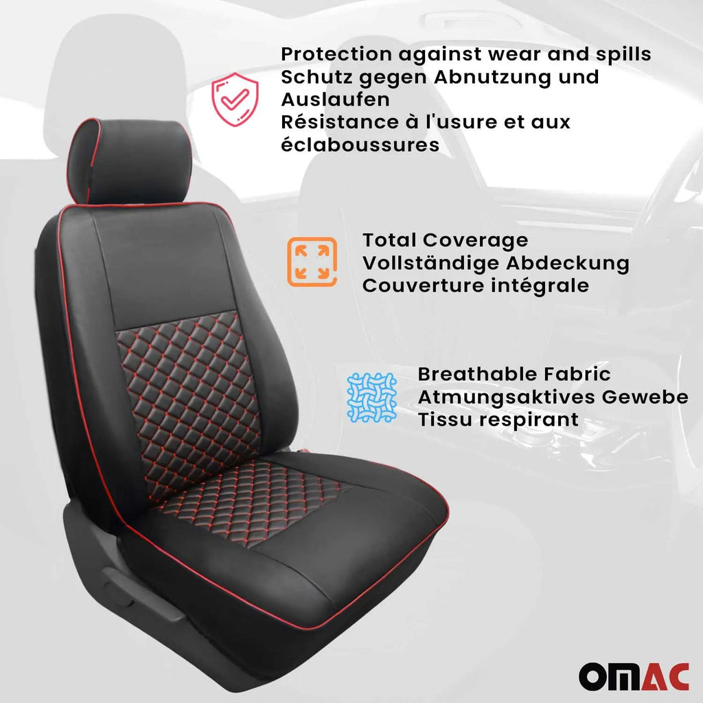 2015-2026 Ford Transit Leather Custom fit Car Seat Cover Black Red