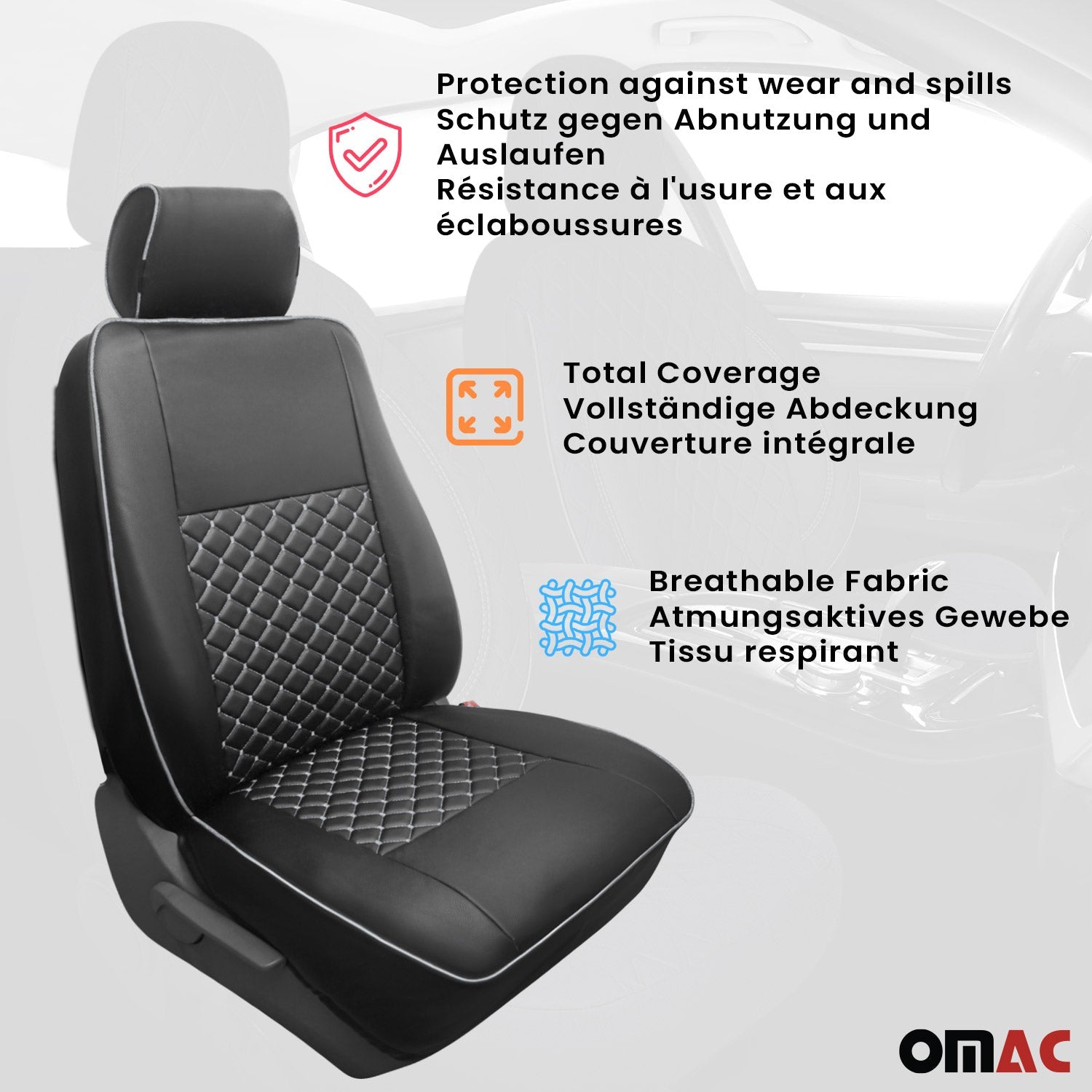 2006-2018 Mercedes Sprinter W906 Leather Custom fit Seat Cover Black White