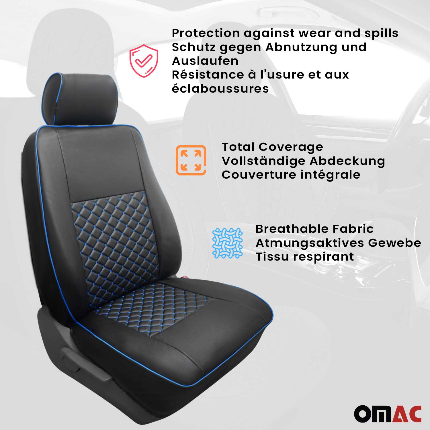 1993-2003 Volkswagen Eurovan Leather Front Car Seat Cover Protector