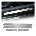 Audi Door Sill Scuff Plate Scratch Protector Stainless Steel Silver Wave 4 Pcs