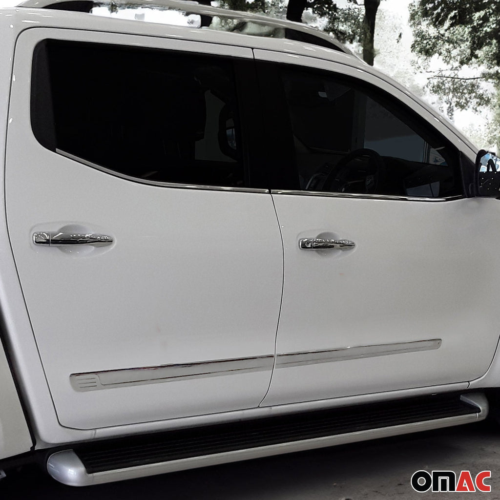 2005-2021 Nissan Frontier Side Door Molding Trim Stainless Steel Silver 4x