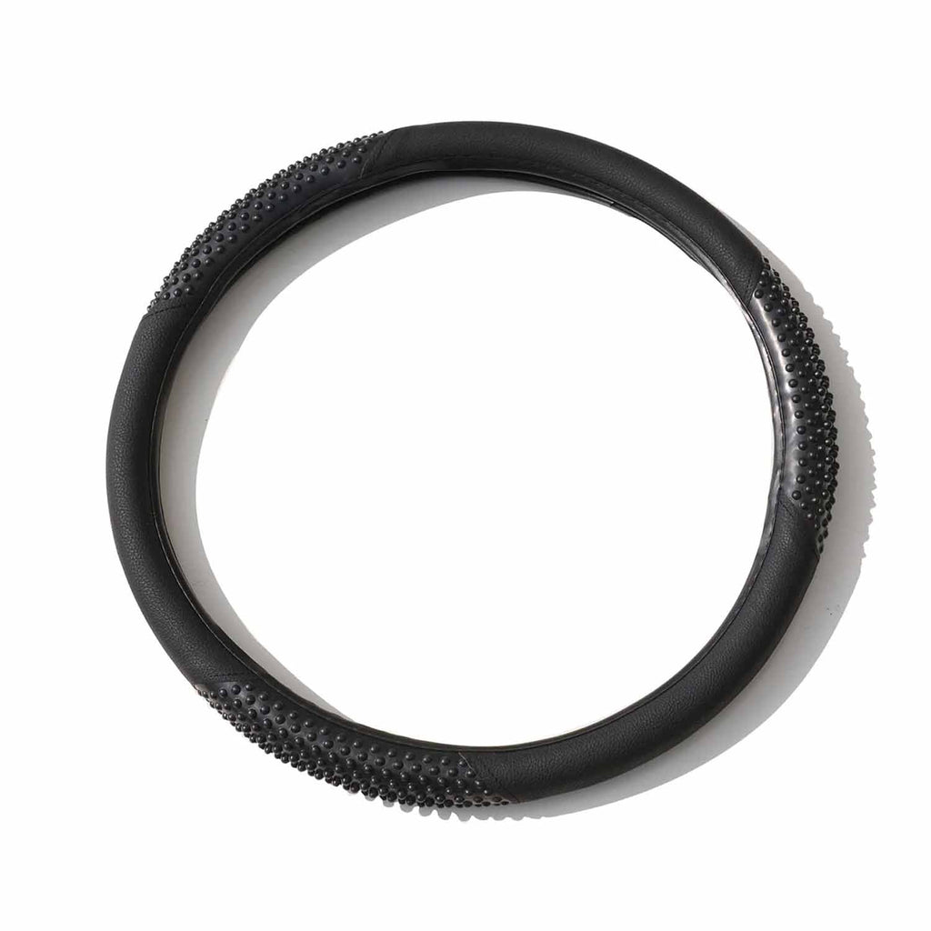 14.5-15.5’’ Steering Wheel Cover Black Leather Breathable Anti-slip