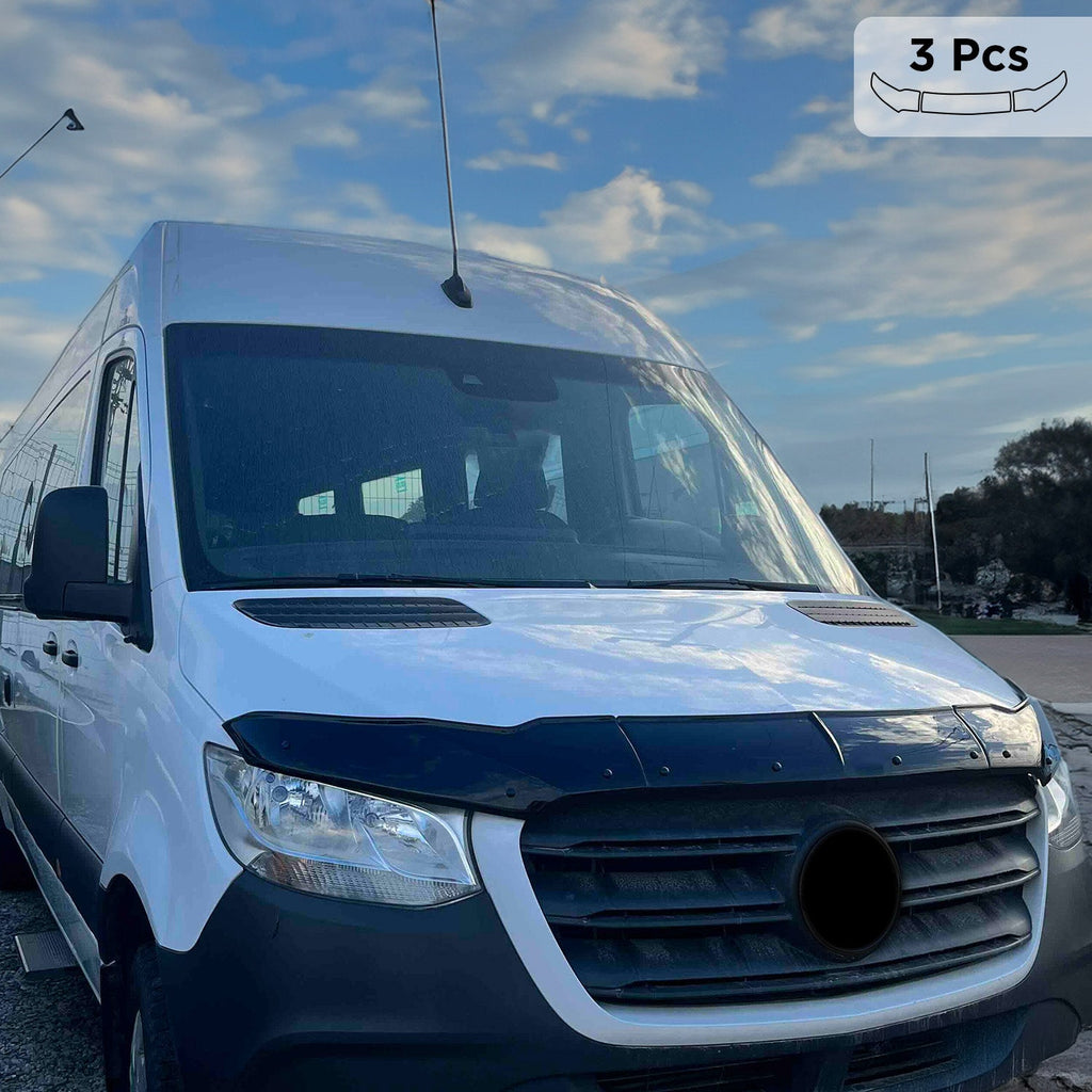 2019-2026 Mercedes Sprinter W907 910 Bug Shield Deflector & Window Visor Kit 3Pcs Smoke