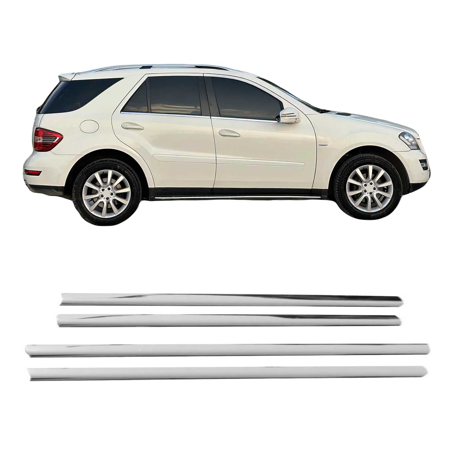 2005-2011 Mercedes M Class W164 Window Molding Trim Streamer S. Steel 4x