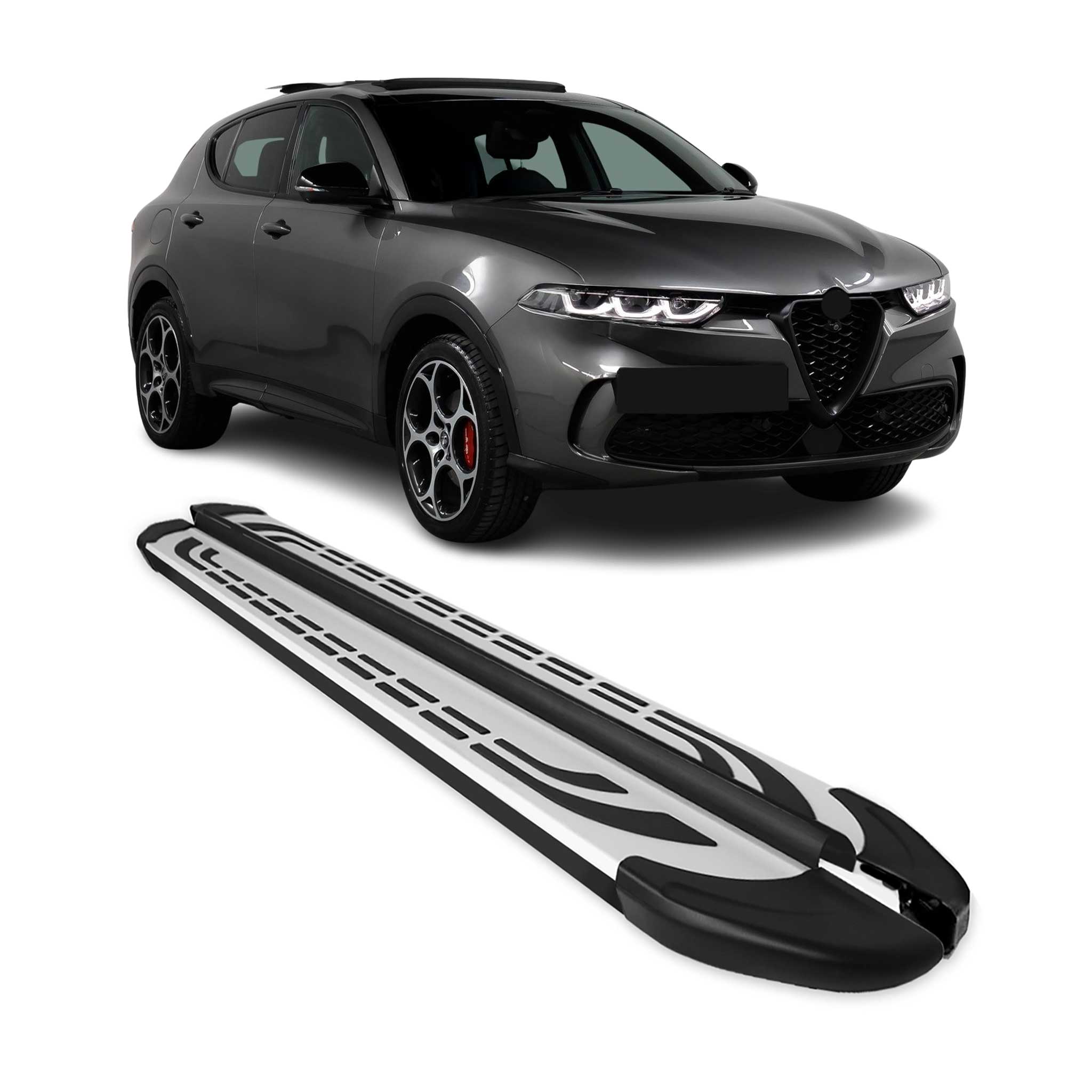 2023-2026 Alfa Romeo Tonale Running Boards Side Steps Silver & Black