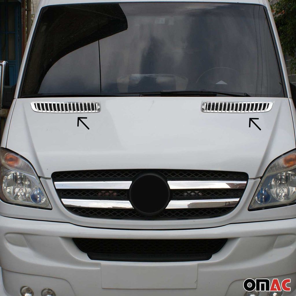 2006-2018 Mercedes Sprinter W906 Front Bumper Grill Trim Molding Silver 2Pcs