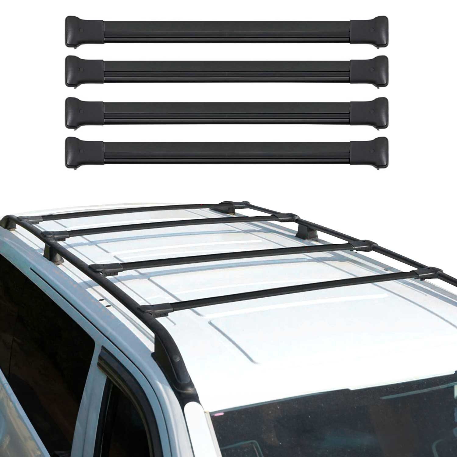 2015-2026 Ford Transit Roof Rack Cross Bars 4Pcs Black