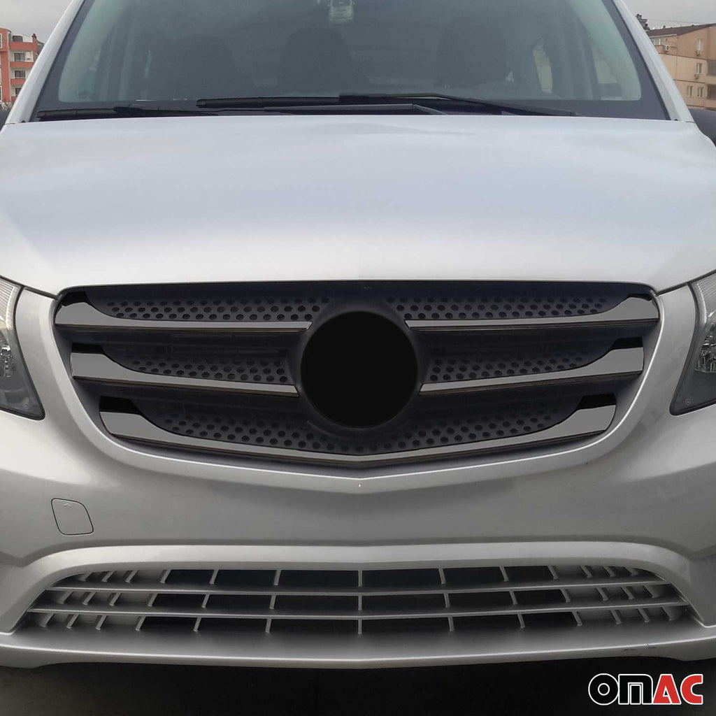 2016-2020 Mercedes Metris Front Bumper Grill Trim Molding S. Steel Dark 5x