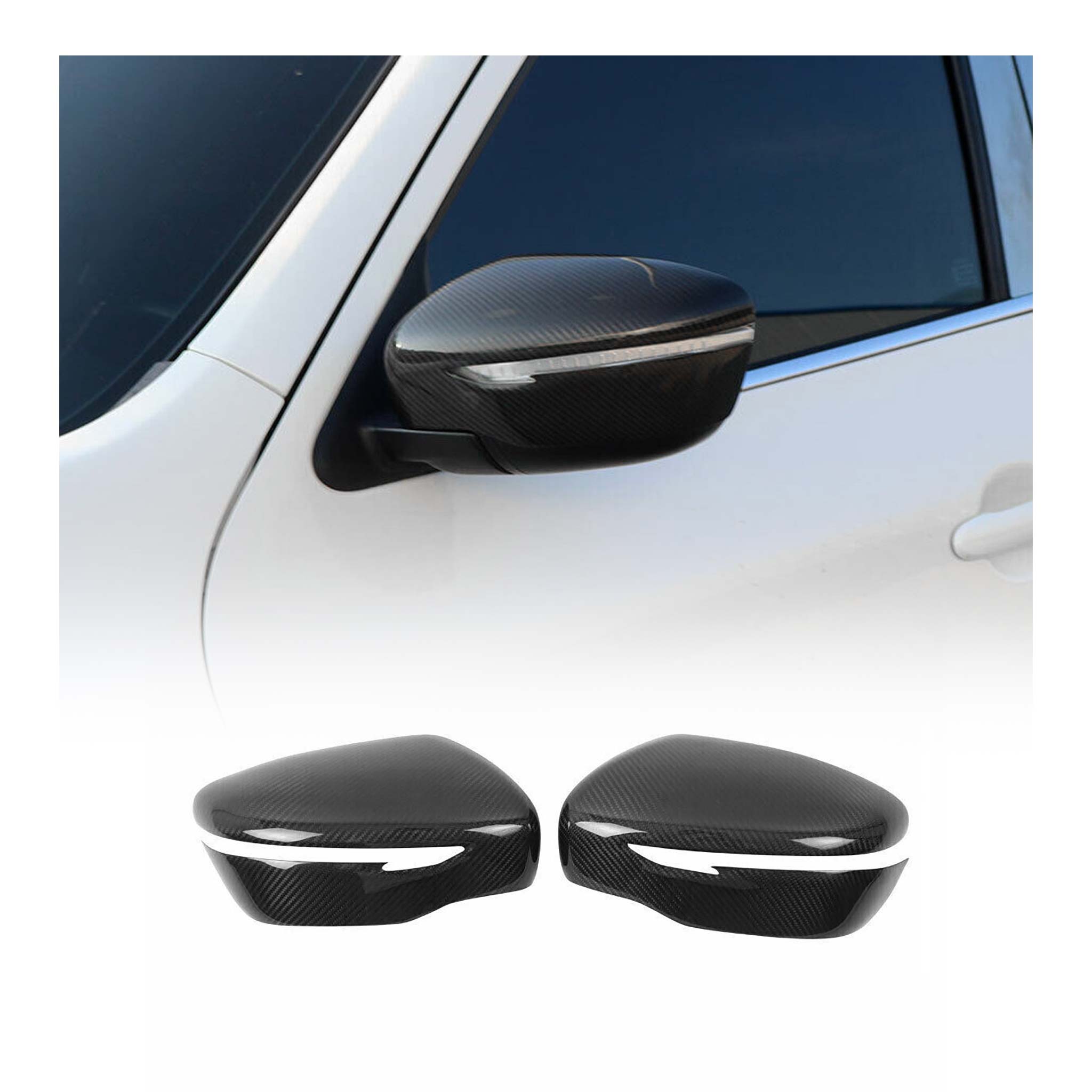 2017-2022 Nissan Rogue Sport Side Mirror Cover Caps Carbon Fiber Black 2Pcs