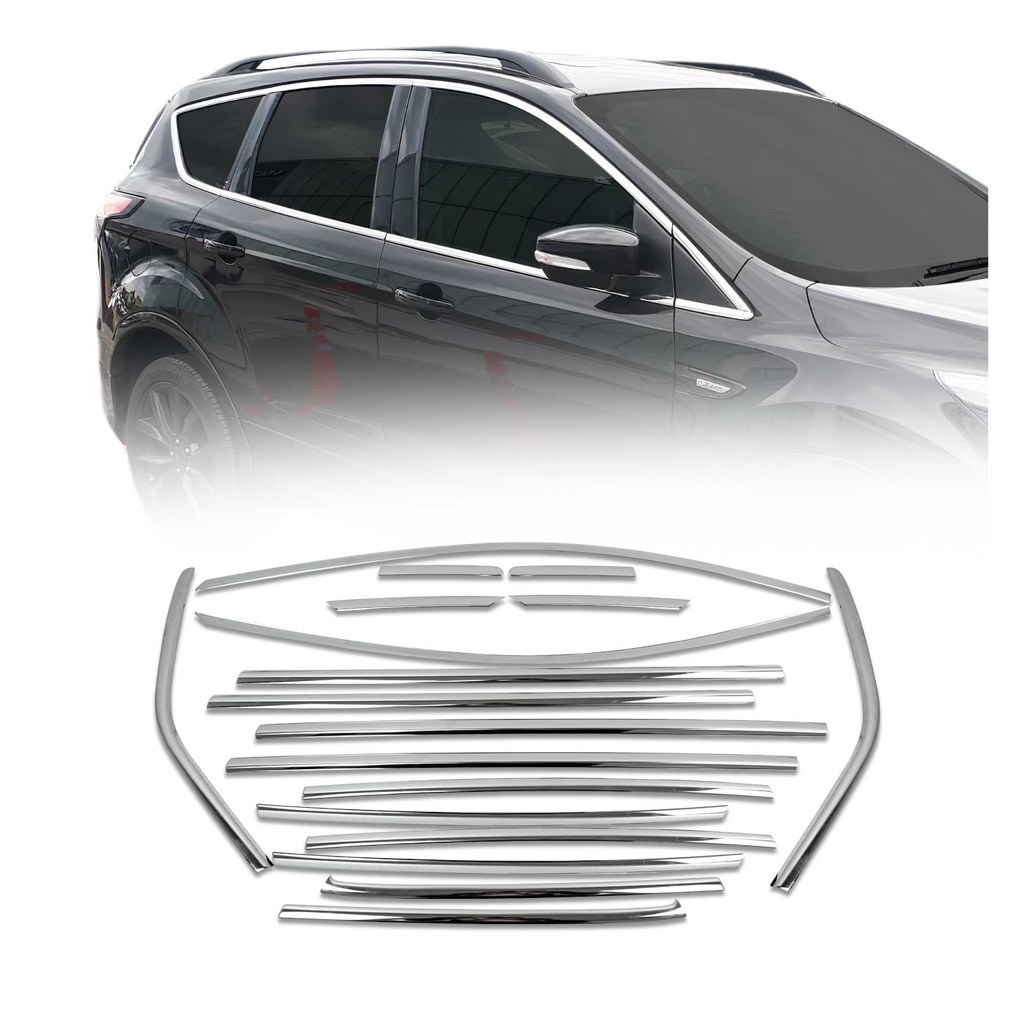 2013-2019 Ford Escape Window Molding Trim Streamer Stainless Steel 18x