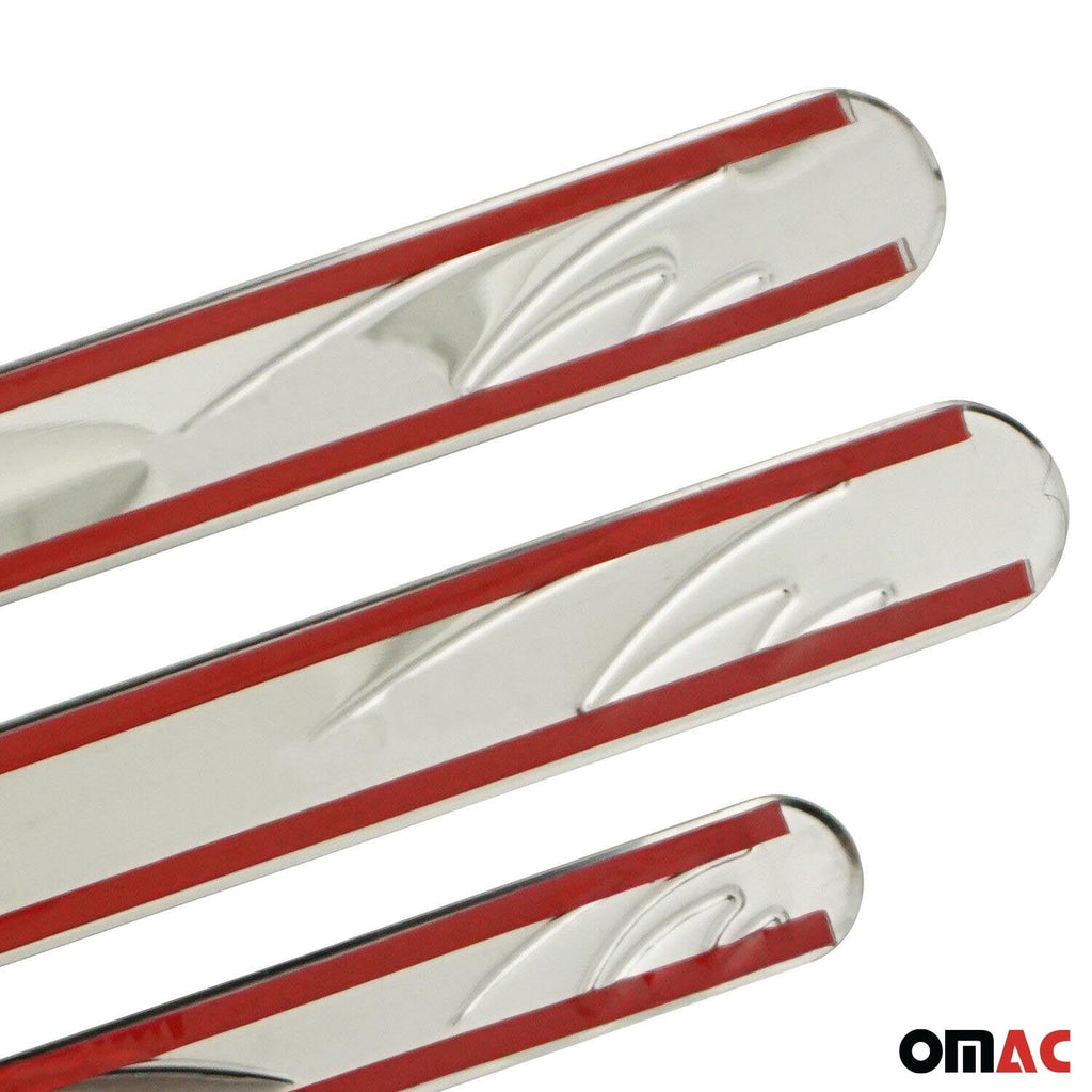 Audi Door Sill Scuff Plate Scratch Protector Stainless Steel Silver Wave 4 Pcs