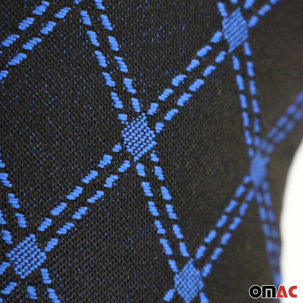 1x Car Seat Neck Pillow Head Shoulder Rest Pad Fabric Black with Blue Stitches