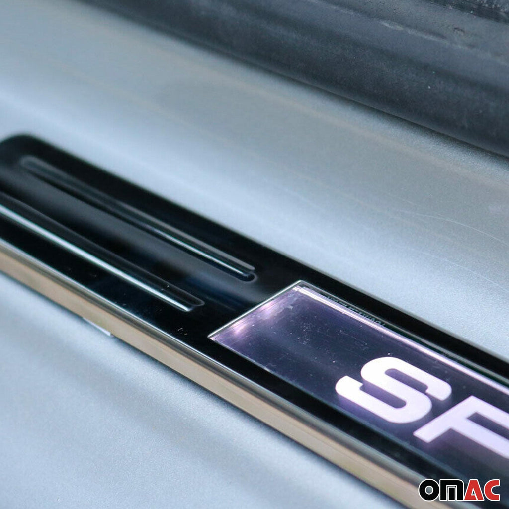 Fiat 500L 500X Door Sill Scuff Plate Illuminated Sport Stainless Steel Silver 4 Pcs