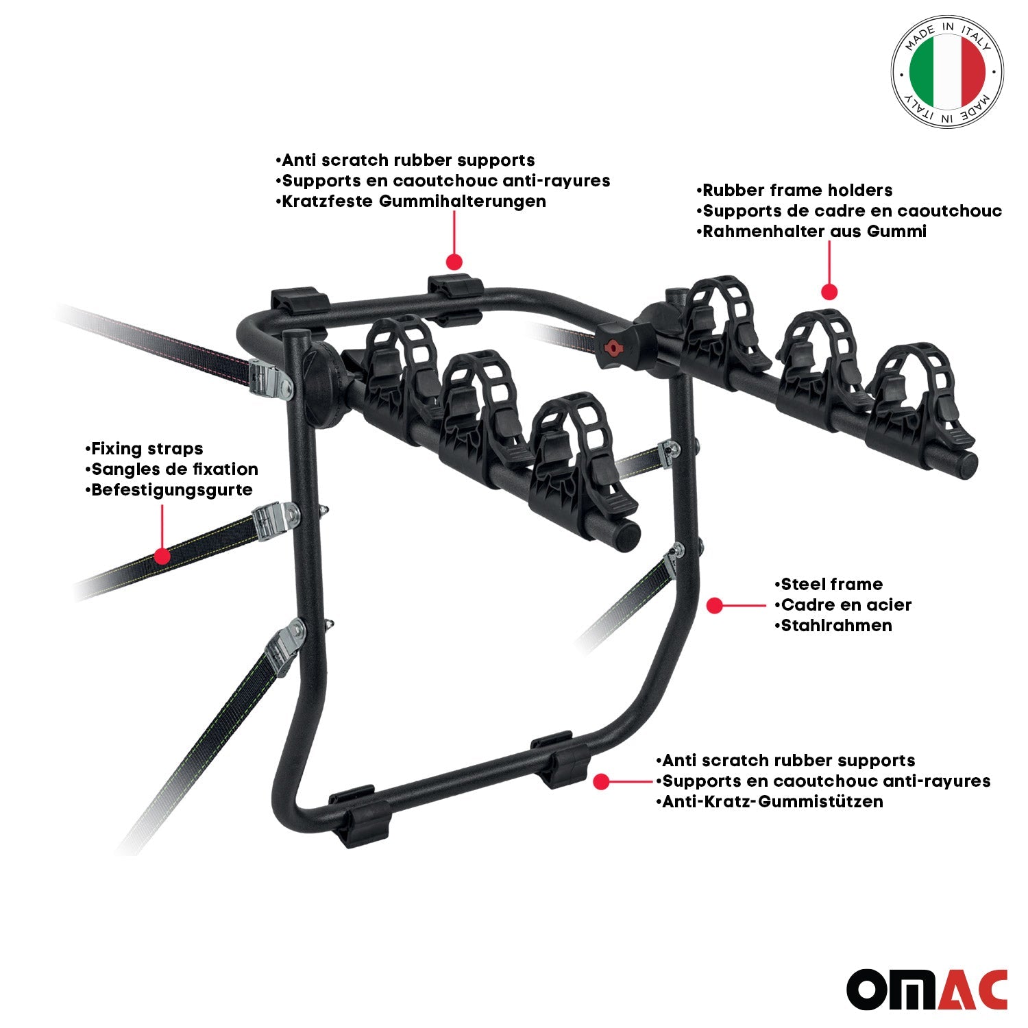 2014-2024 Mitsubishi Mirage Bike Racks 3 Bike Carrier Hitch Mount Steel Black