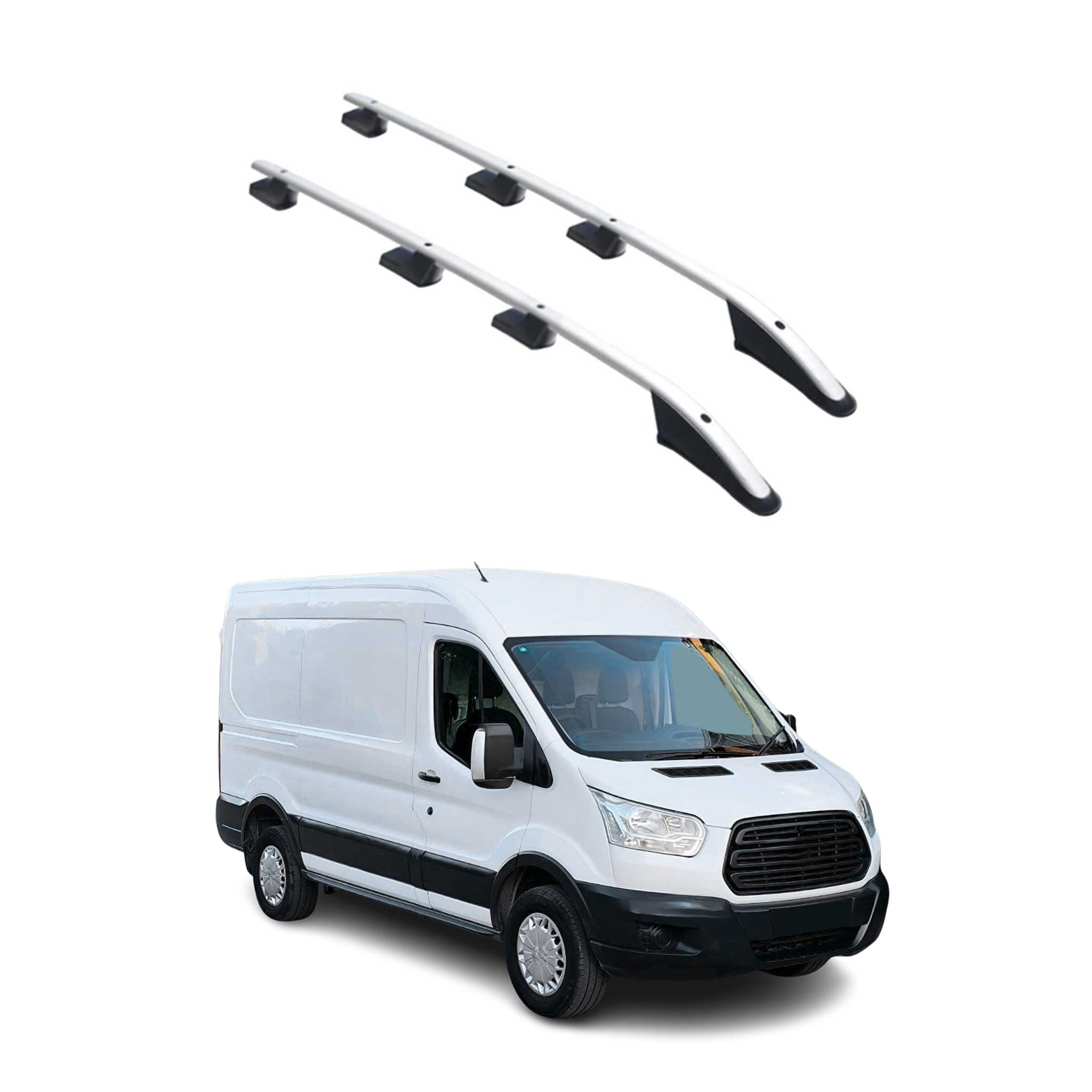 2015-2026 Ford Transit L2 MWB Roof Rack Rails Side Rails Silver