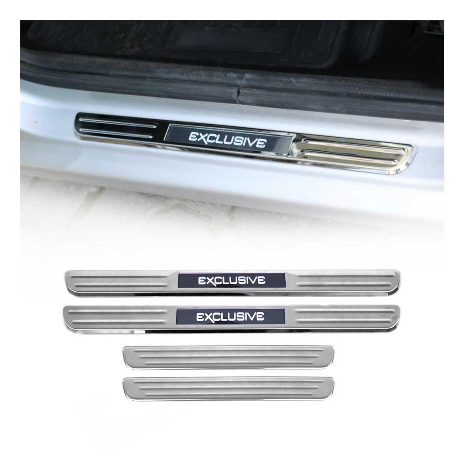 Audi A6 S6 RS6 Door Sill Scuff Plate Illuminated Exclusive Stainless Steel Silver 4x