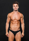 Microfiber Black Waffle Thong