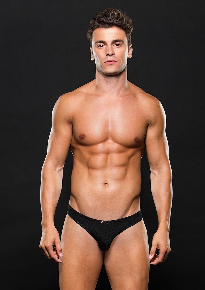 Microfiber Black Waffle Thong