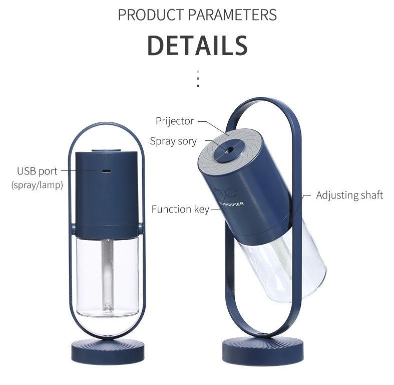 Magic Shadow USB Air Humidifier – Mini Ultrasonic Mist Diffuser with Projection Night Light for Home, Office & Car