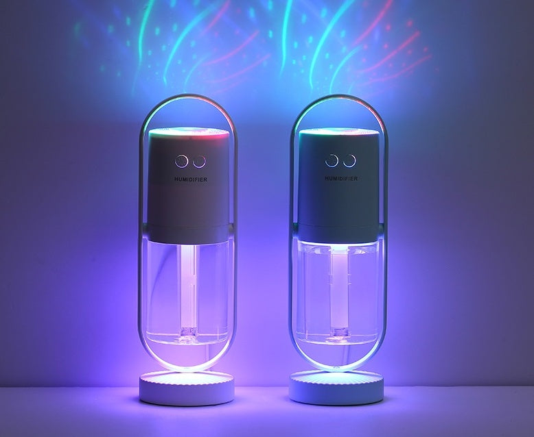 Magic Shadow USB Air Humidifier – Mini Ultrasonic Mist Diffuser with Projection Night Light for Home, Office & Car