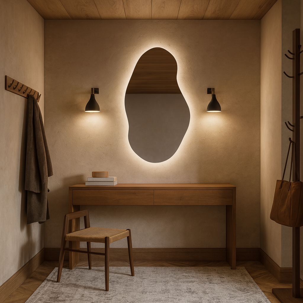LED Bathroom Mirror with Lights | Irregular Organic Vanity Mirror | Touch Sensor