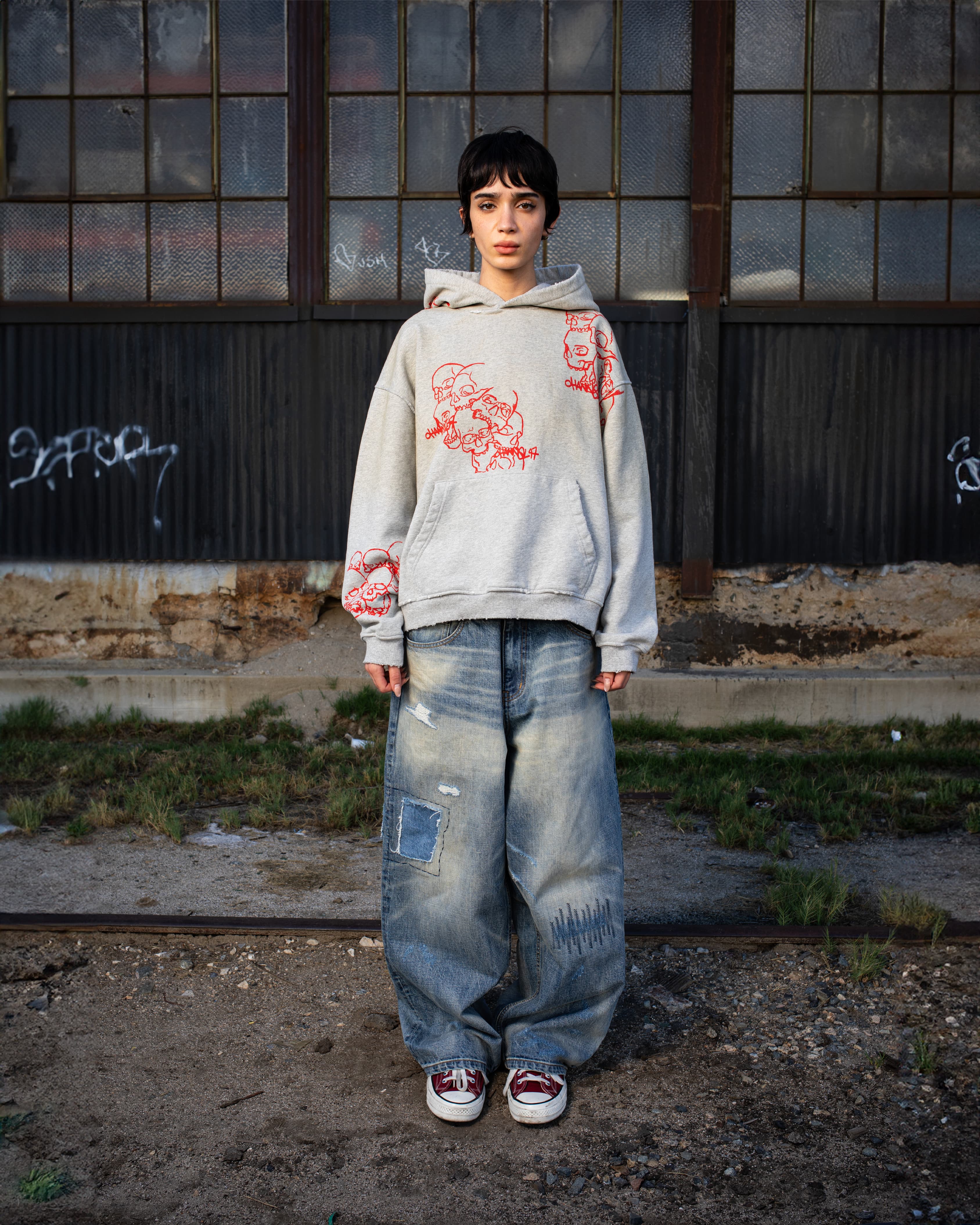 SKULL HOODIE GRAY