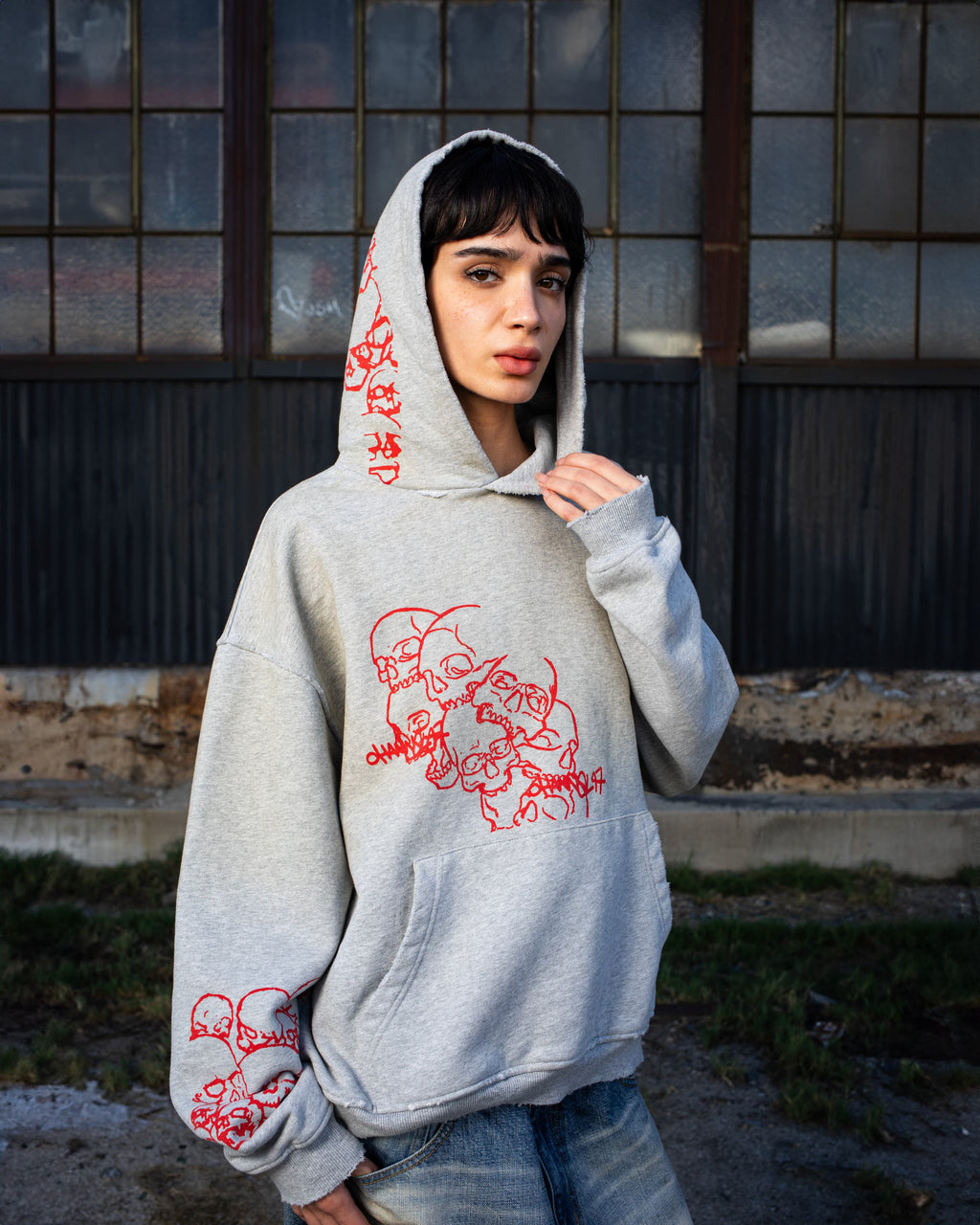 SKULL HOODIE GRAY