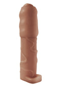 Natural Realskin Vibrating Uncircumcised Penis Extender with Scrotum Ring