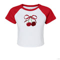 Customizable: Cherry Coquette Ribbed Raglan Baby Tee