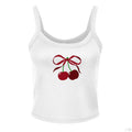 Customizable: Red Coquette Cherries Micro Ribbed Cropped Tank