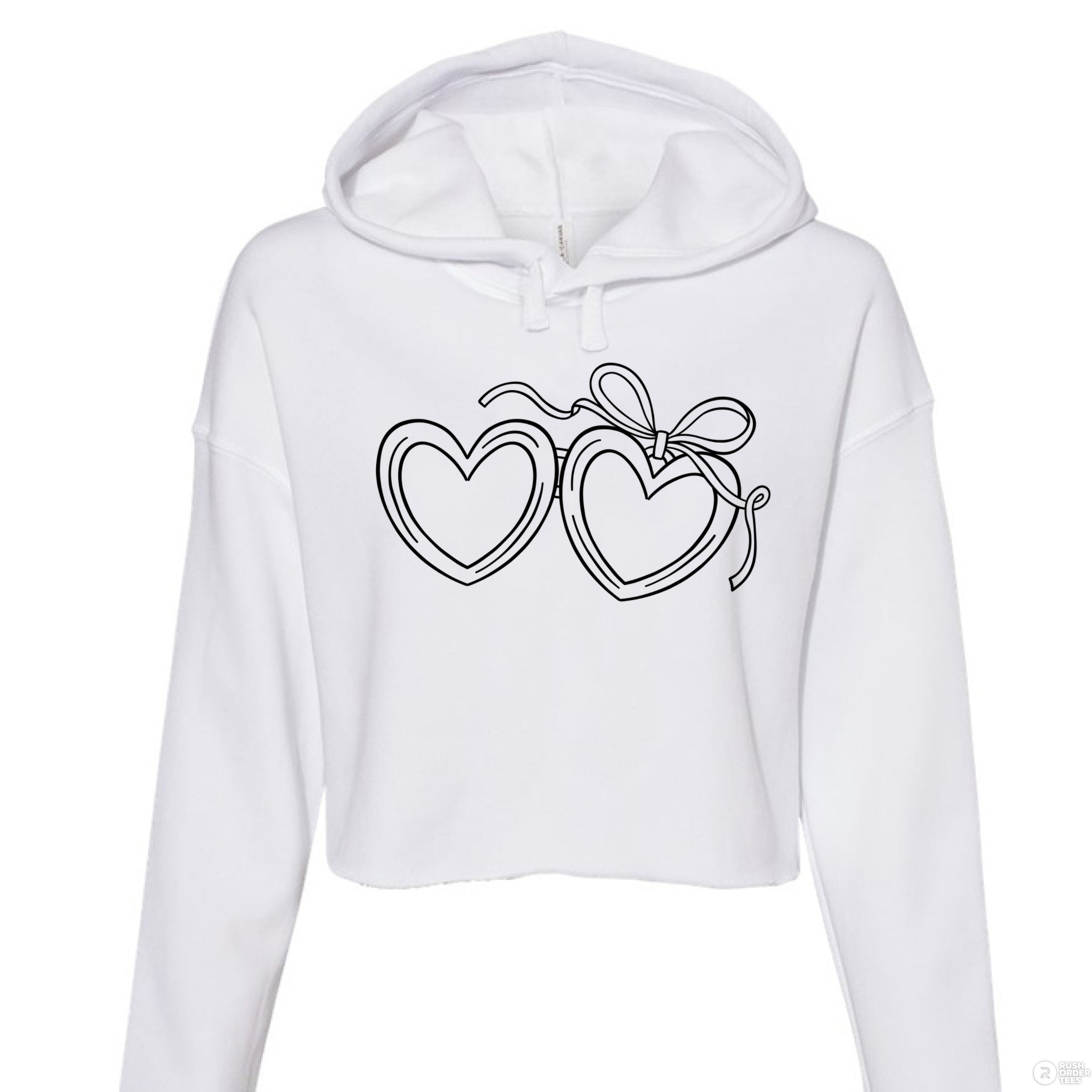 Customizable: Black Open Heart Locket Cropped Fleece Hoodie