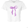 Customizable: Purple Coquette Bow Flowy Cropped T-Shirt