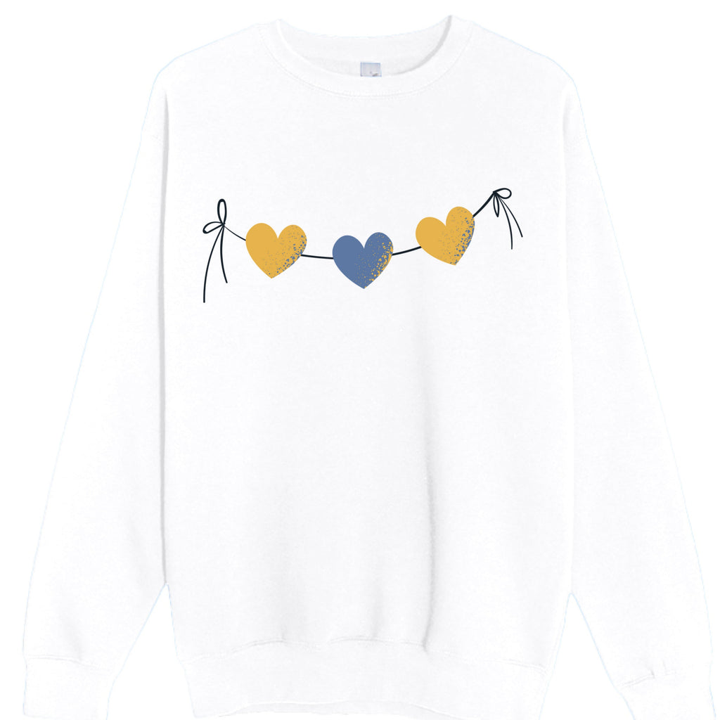 Customizable: Yellow and Blue Tri-Heart Crewneck