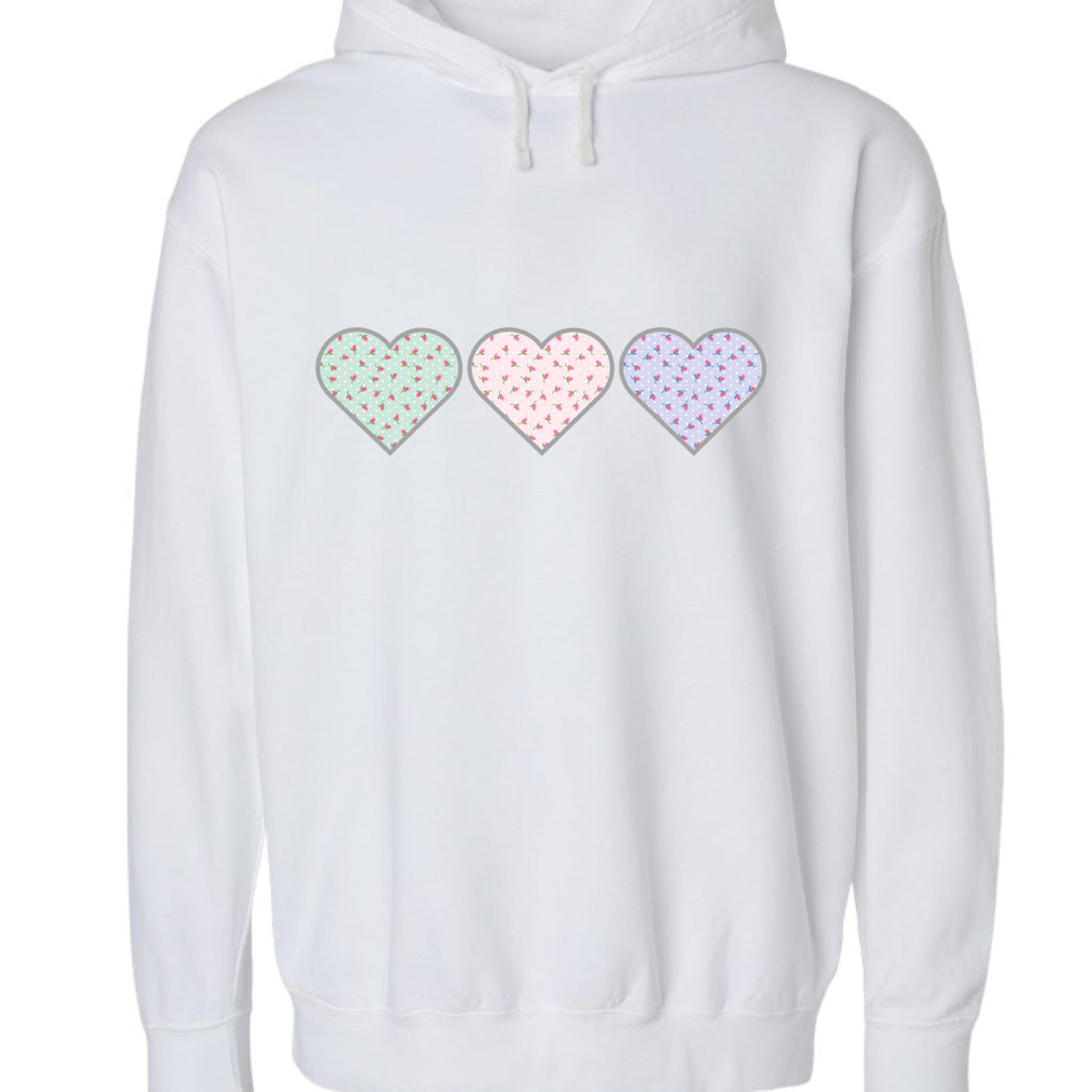 Customizable Tri-Heart Polka Dot Floral Heart Hoodie