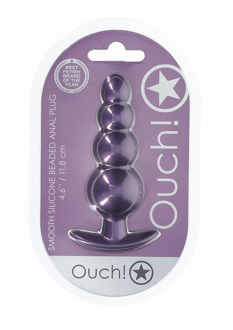 Ouch! Beaded Anal Plug Silicone - Metallic