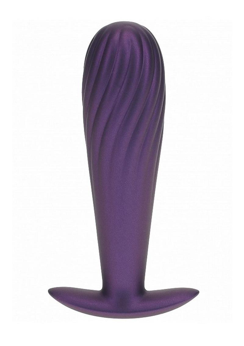 Ouch! Ribbed Anal Plug Silicone - Metallic