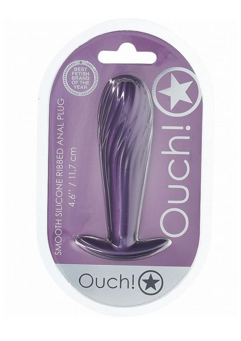 Ouch! Ribbed Anal Plug Silicone - Metallic