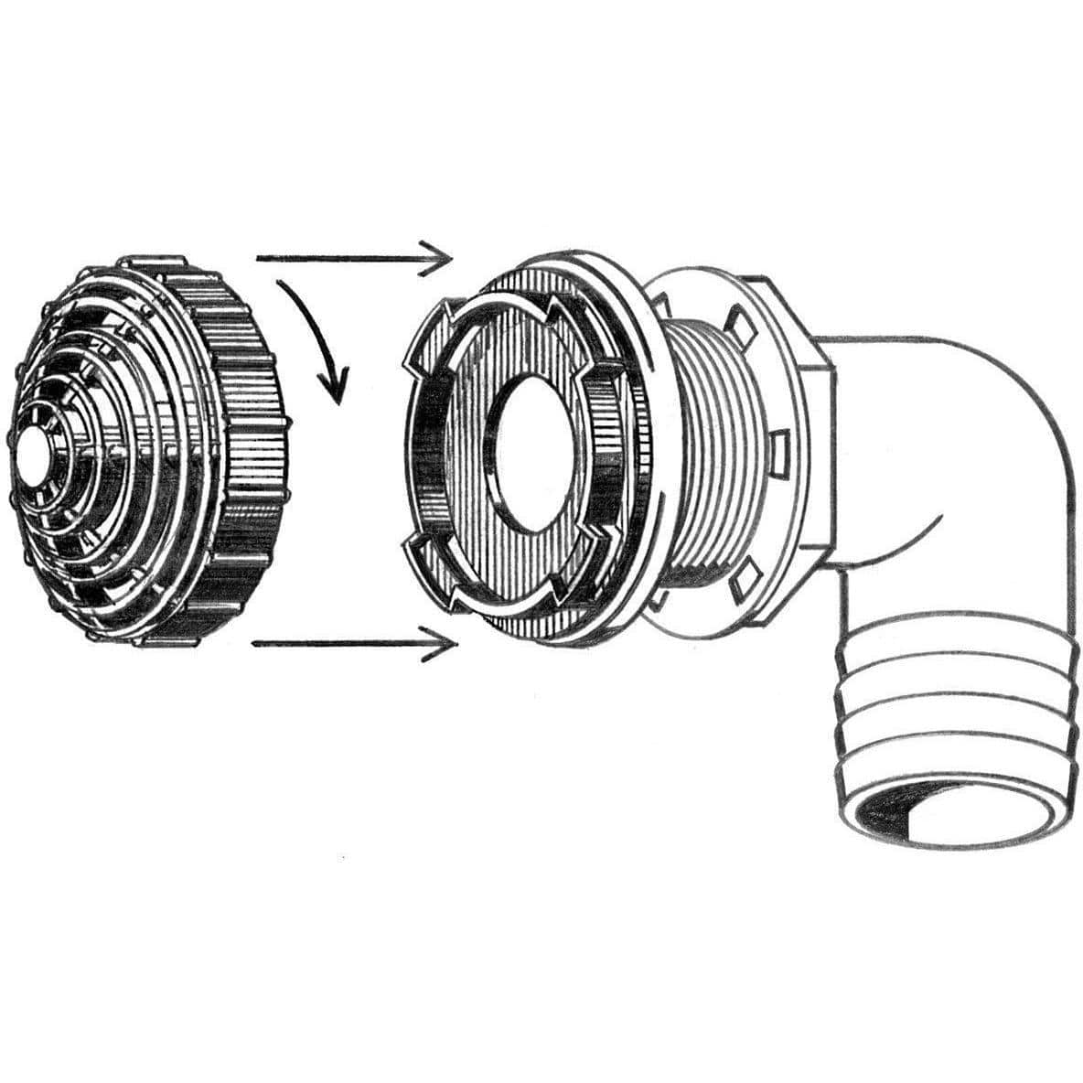 T-H Overflow Fitting with Filter 90°