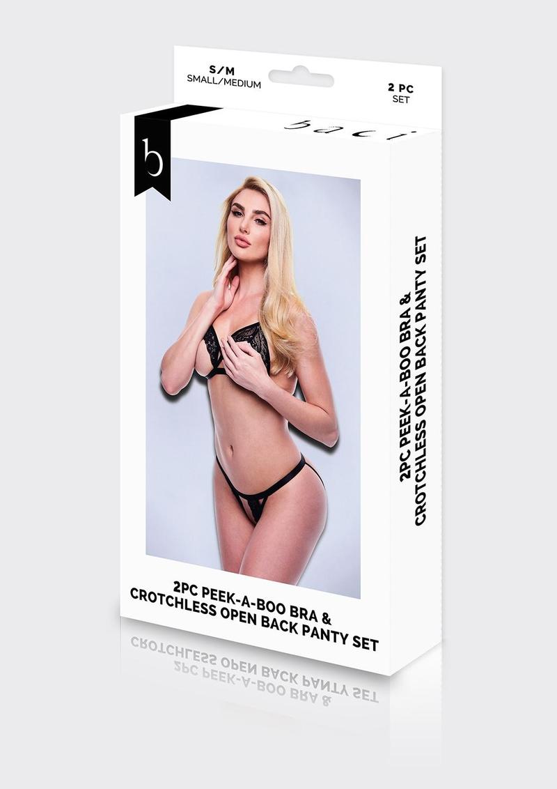 Peek-A-Boo Bra/Crotchless Open Back Panty