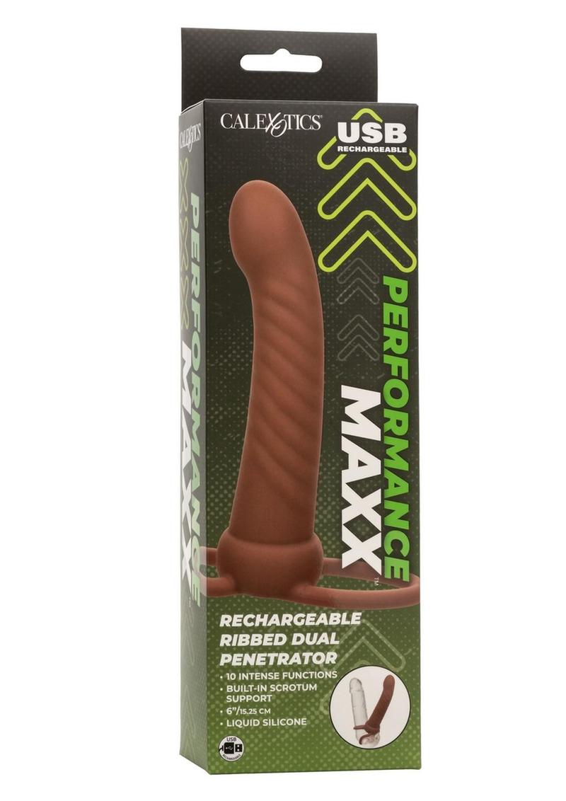 Performance Maxx Rechargeable Silicone Ribbed Dual Penetrator Extender