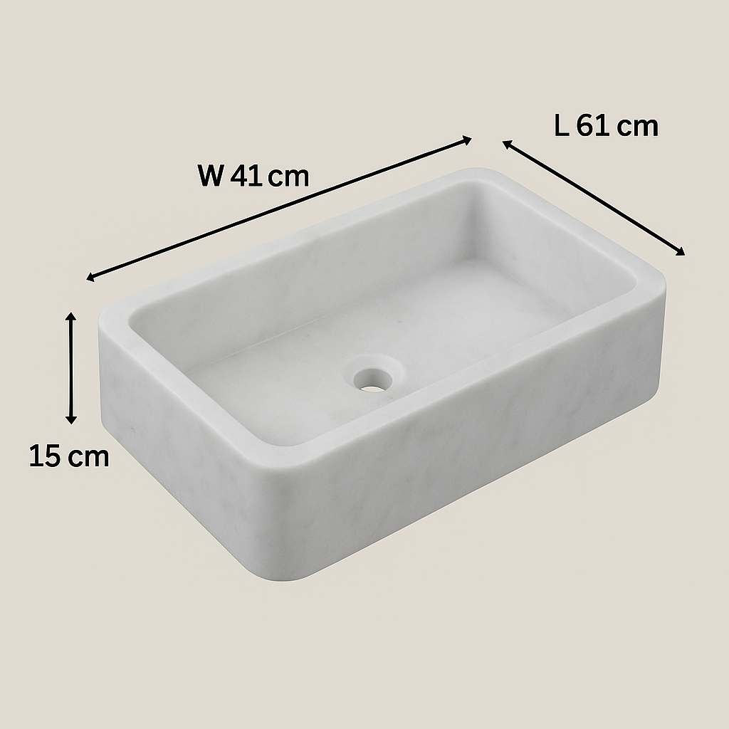 Carrara White Marble Wall Mount Sink | Luxury Bathroom Vanity Basin | Ribbed Textured Stone Sink