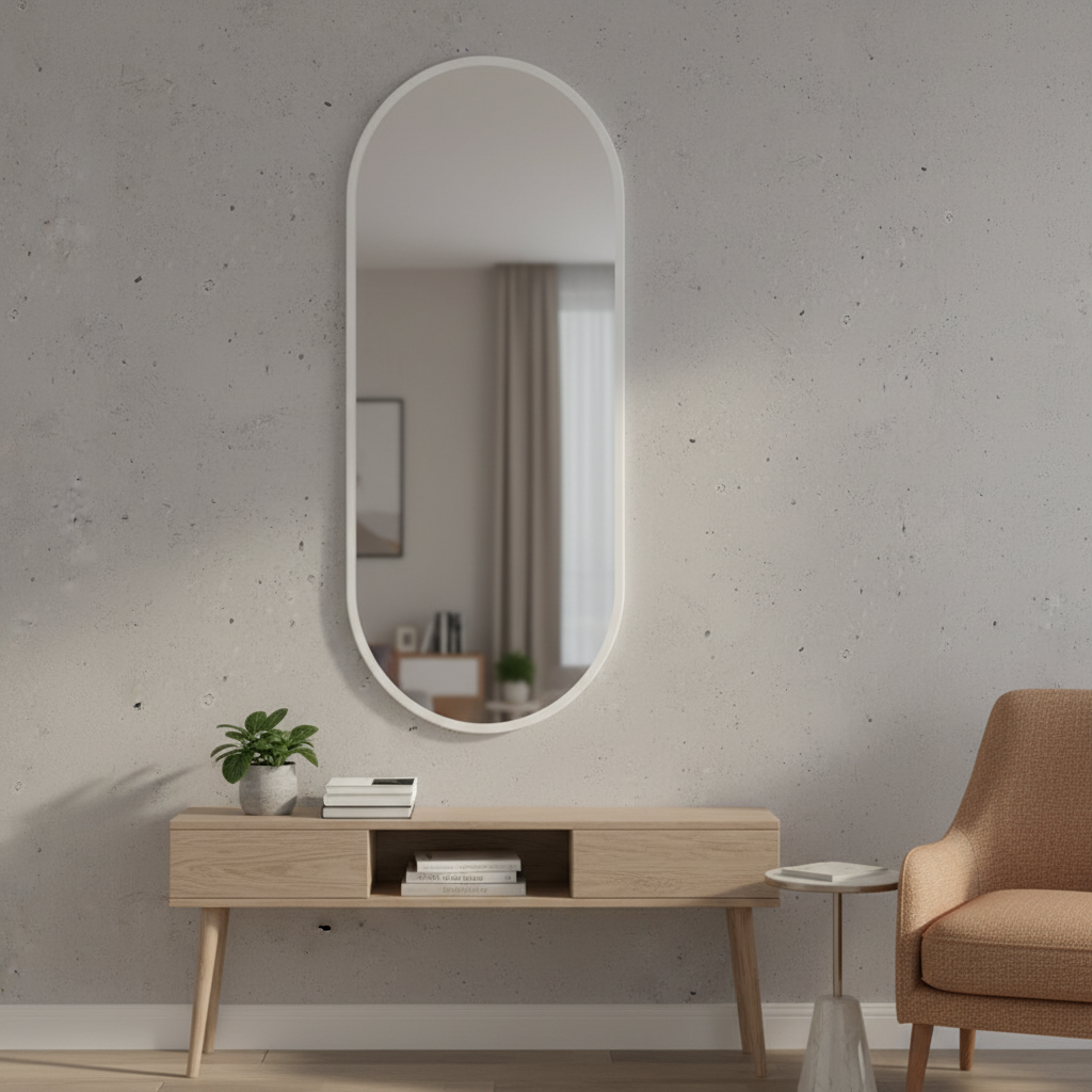 Modern Black Oval Mirror for Bathroom – Vertical Wall Mirror