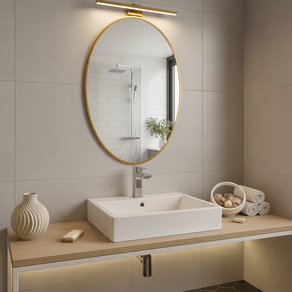 Modern Oval Wall Mirror – Thin Black Frame | Minimalist Design