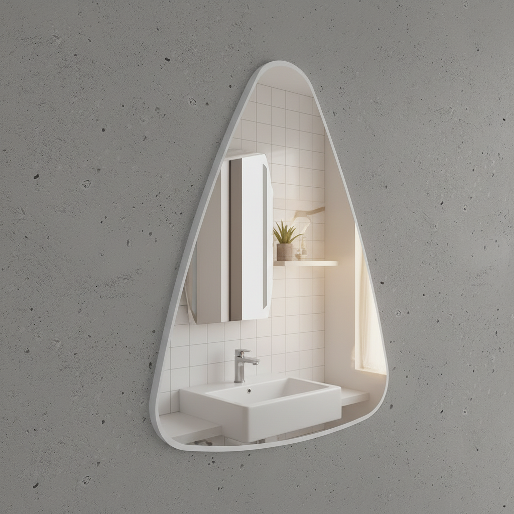 Modern Irregular Wall Mirror – Organic Triangle Mirror with Black Frame