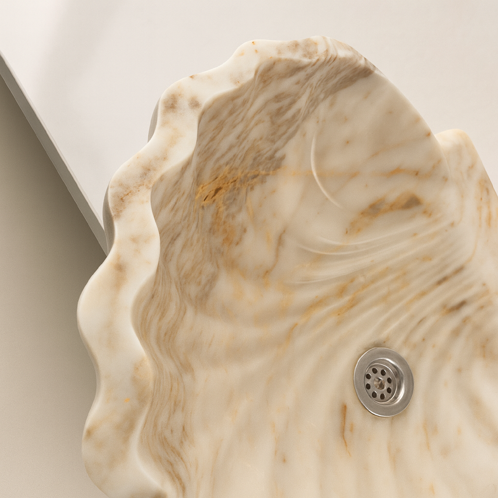 Marble Sink – Luxury Stone Sink Shell Bathroom Basin (45x45x15 cm)
