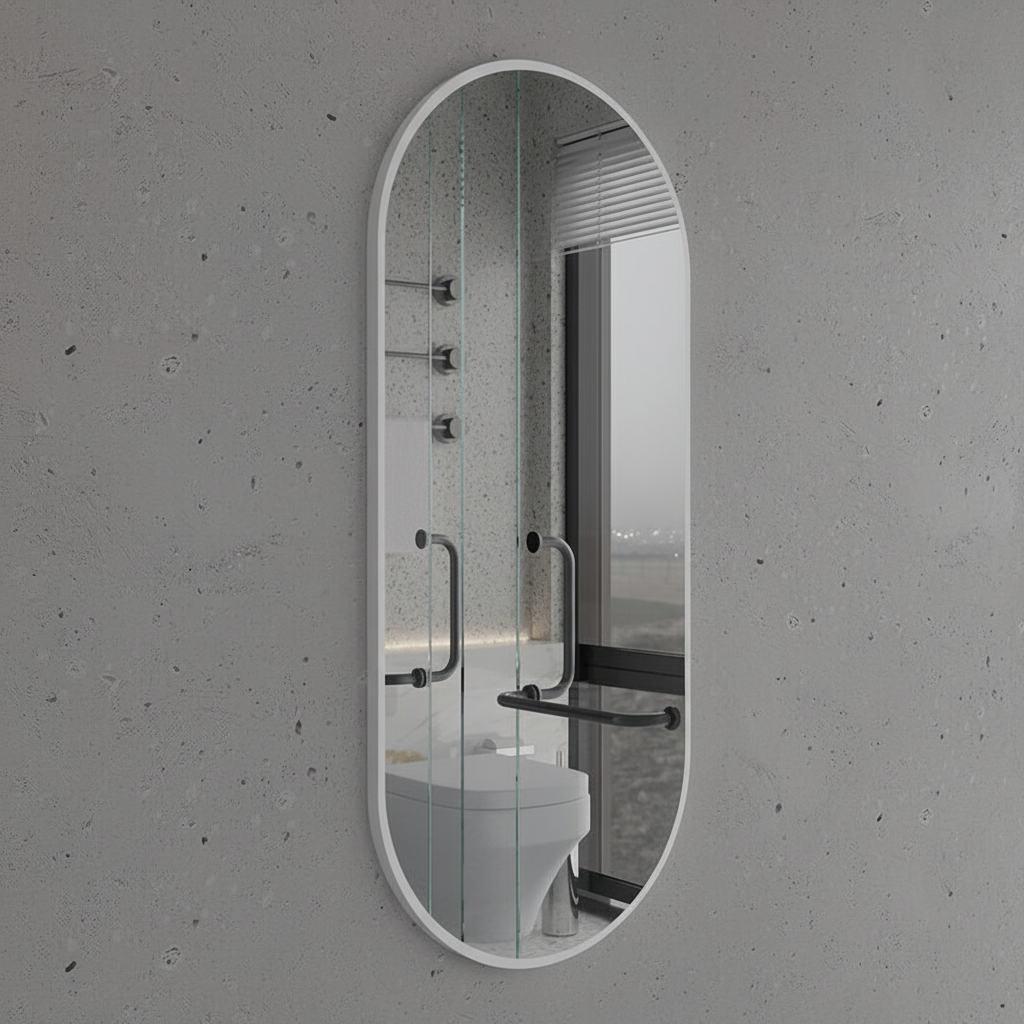 Modern Black Oval Mirror for Bathroom – Vertical Wall Mirror