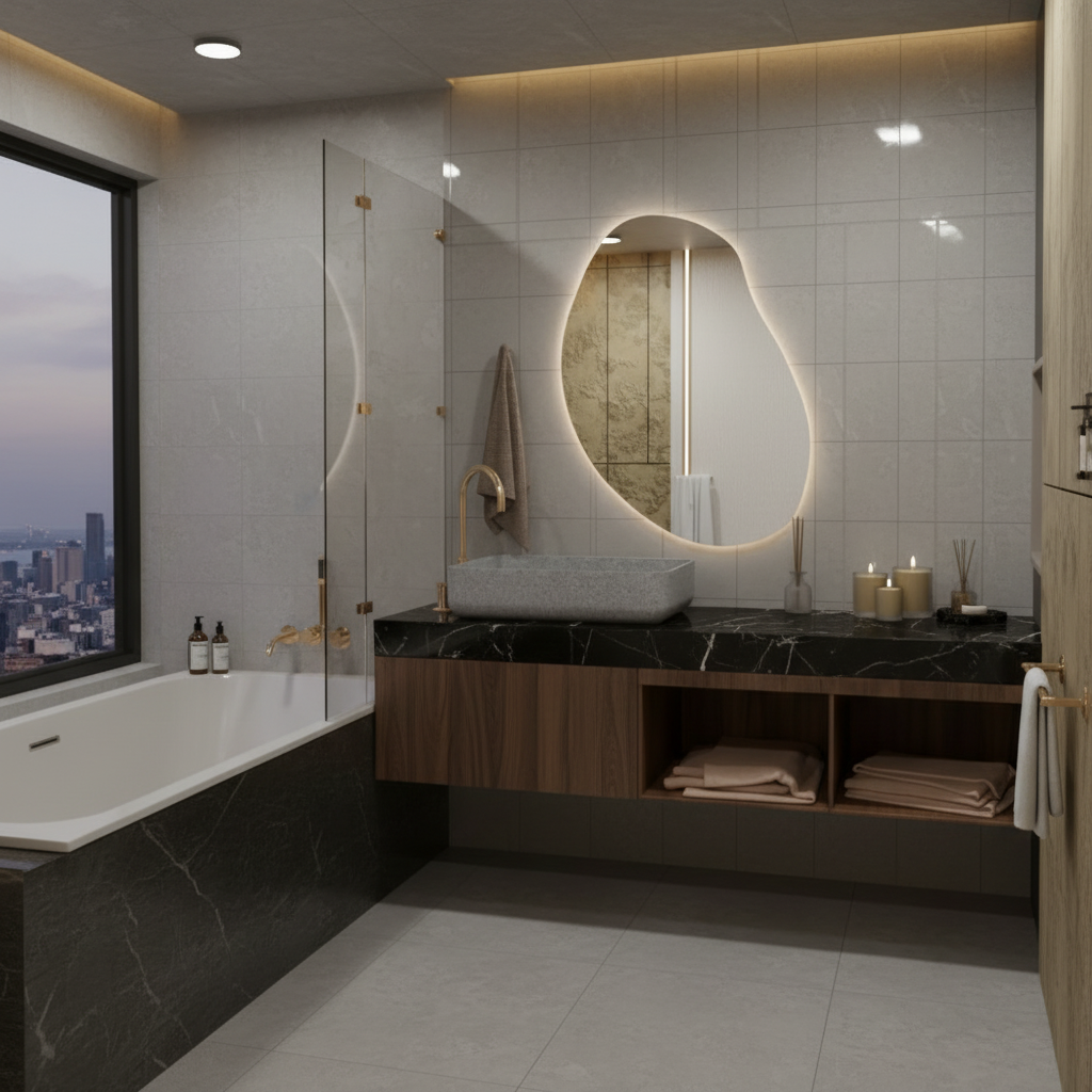 LED Bathroom Mirror with Lights | Irregular Vanity Mirror | Touch Sensor | Custom Sizes